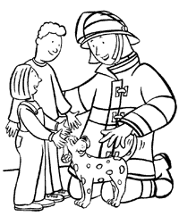 Firefighter with a Family and Sparky